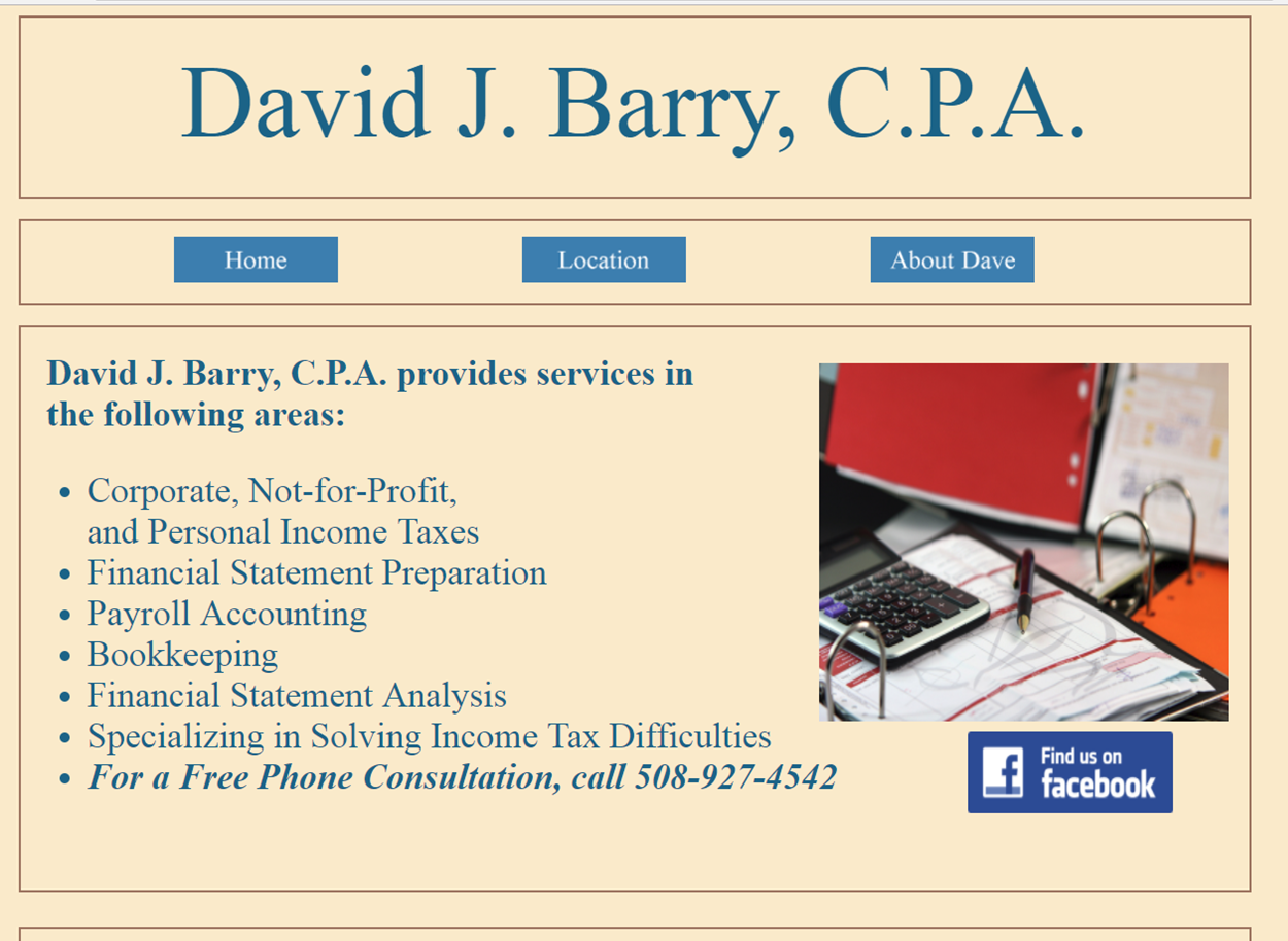 David J Barry Website Screen Shot
